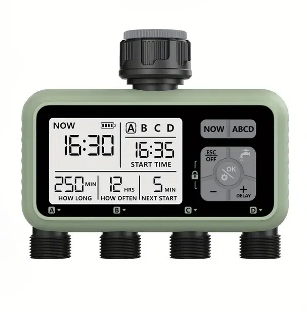 Minuterie d'Irrigation Automatique 4 Sorties | Système d'Arrosage Intelligente pour Jardin et Pelouse