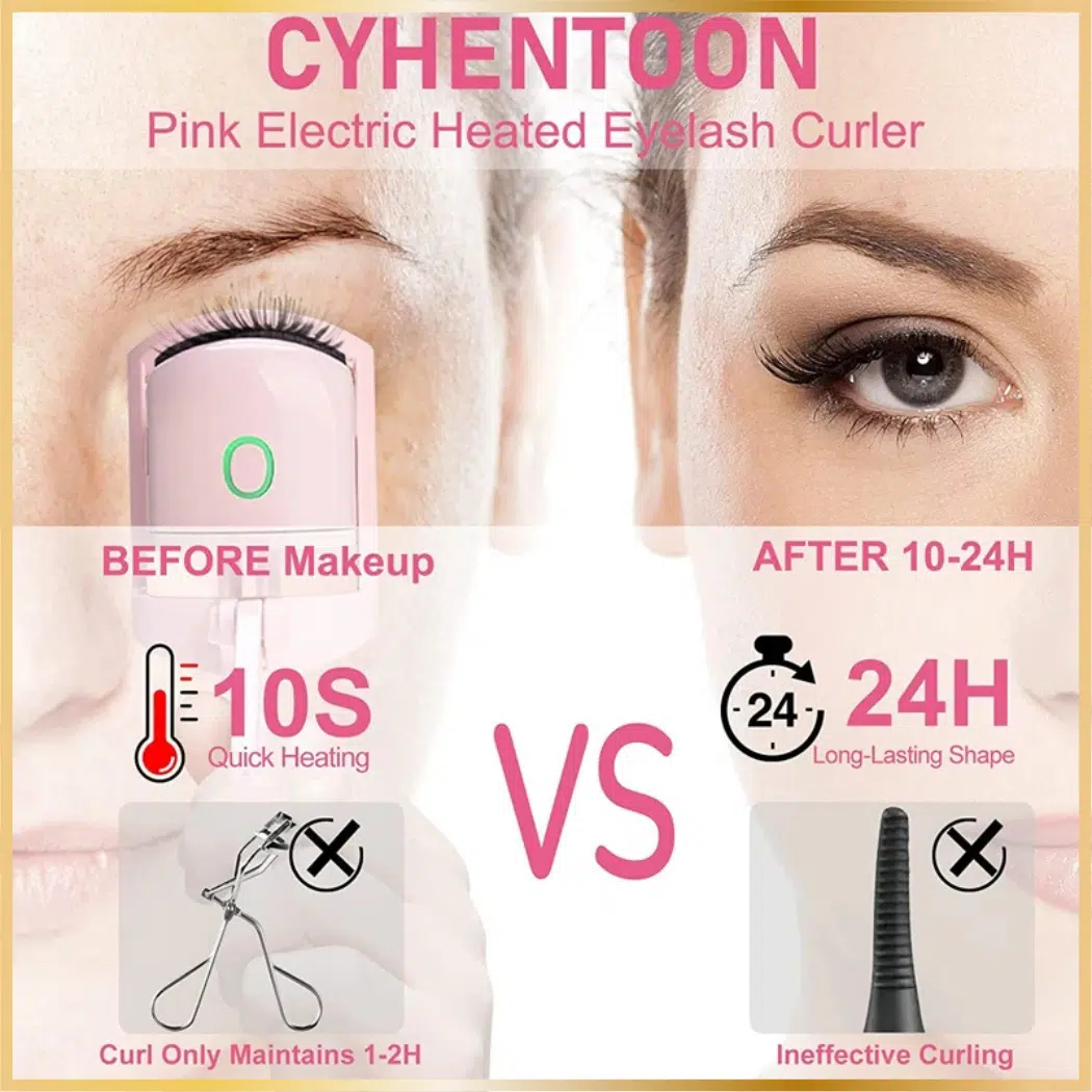 Heated Eyelashes Curler Portable USB Rechargeable Electric Eyelash