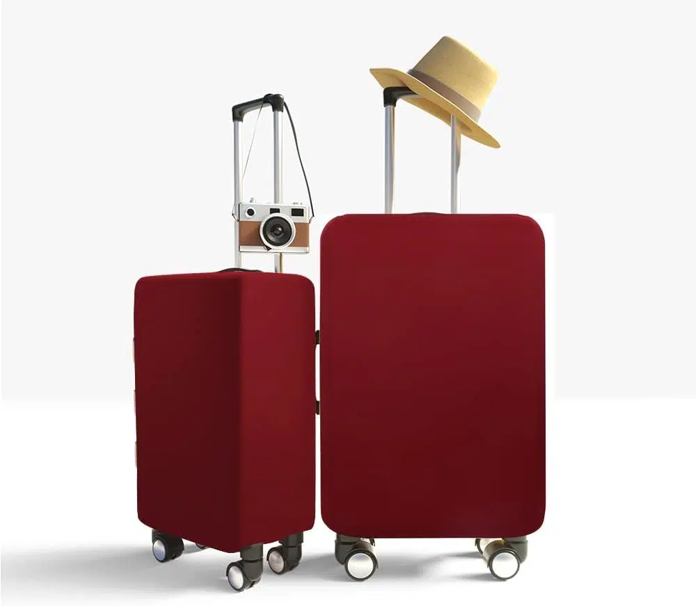 Housse de valise rouge bordeaux