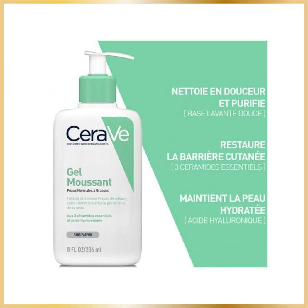 Cerave Gel Moussant Visage Peaux Normales A Grasses 236ml