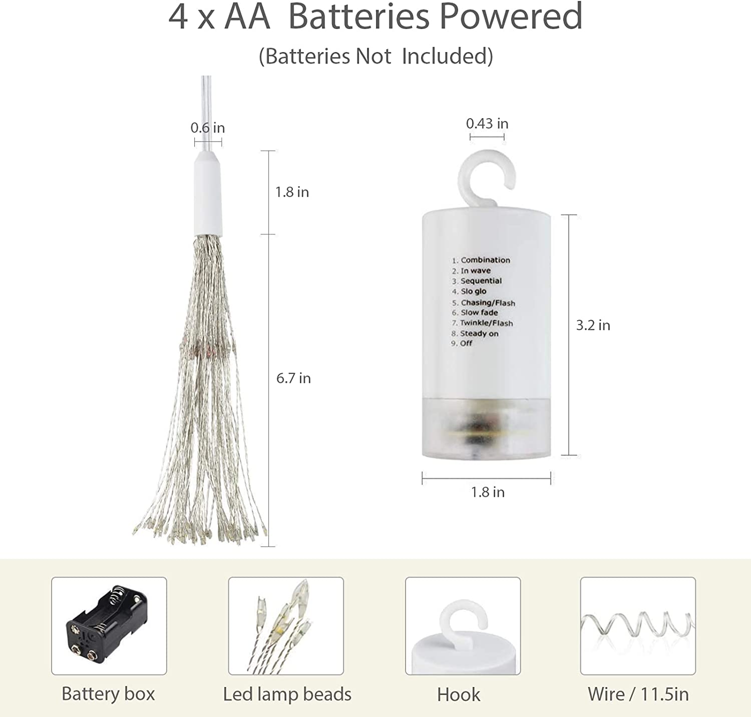 Sans Marque Lampes de feu d'artifice LED en Fil de cuivre avec 8 Modes à Piles  avec télécommande - à prix pas cher