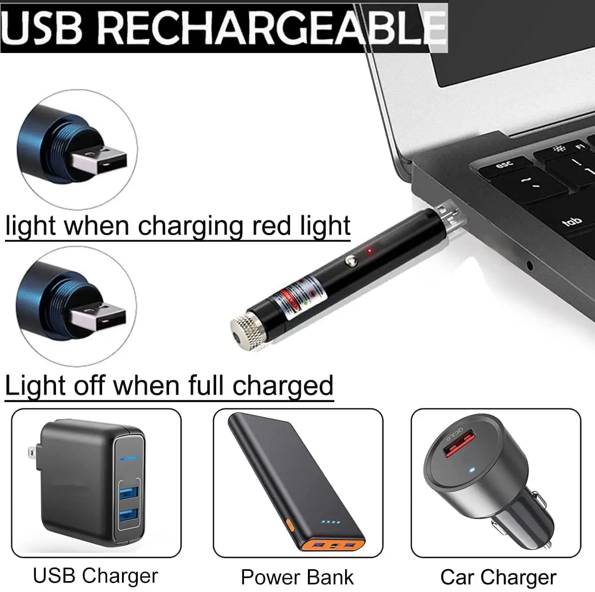 Pointeur laser vert haute puissance pointeur laser longue portée USB  rechargeable