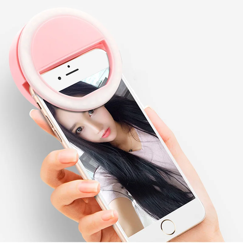 Anneau lumineux de selfie pour téléphone portable, lumière à charge USB  pour iPhone, Samsung et Xiaomi