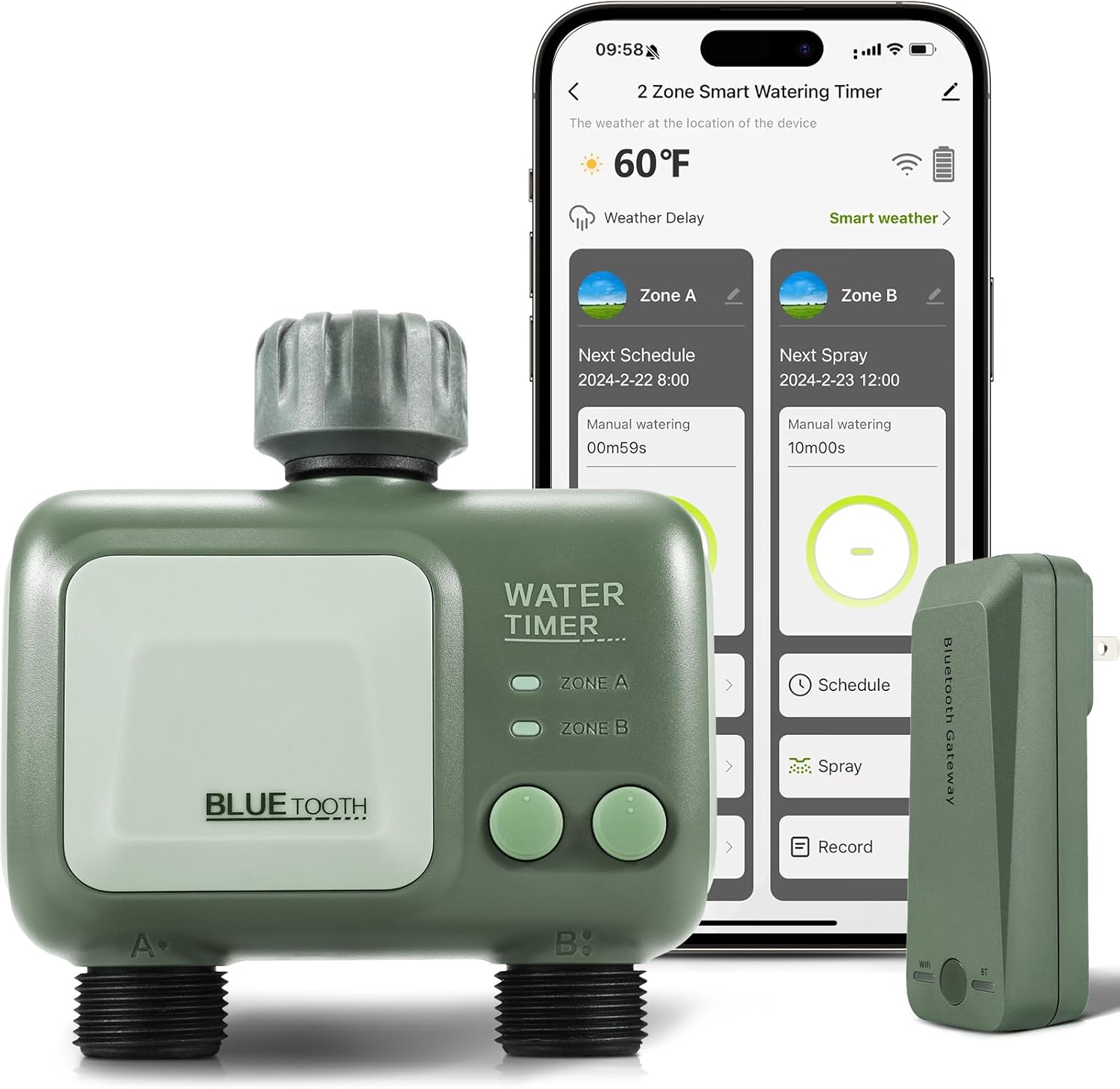 Programmateur d'Arrosage Intelligent Connecté 2 Sorties | Système d'Arrosage Intelligente pour Jardin et Pelouse