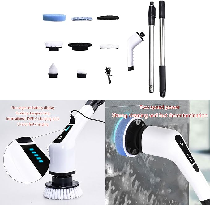 Brosse Nettoyage Sans Fil 7en1, Nettoyage Polyvalent et Efficace