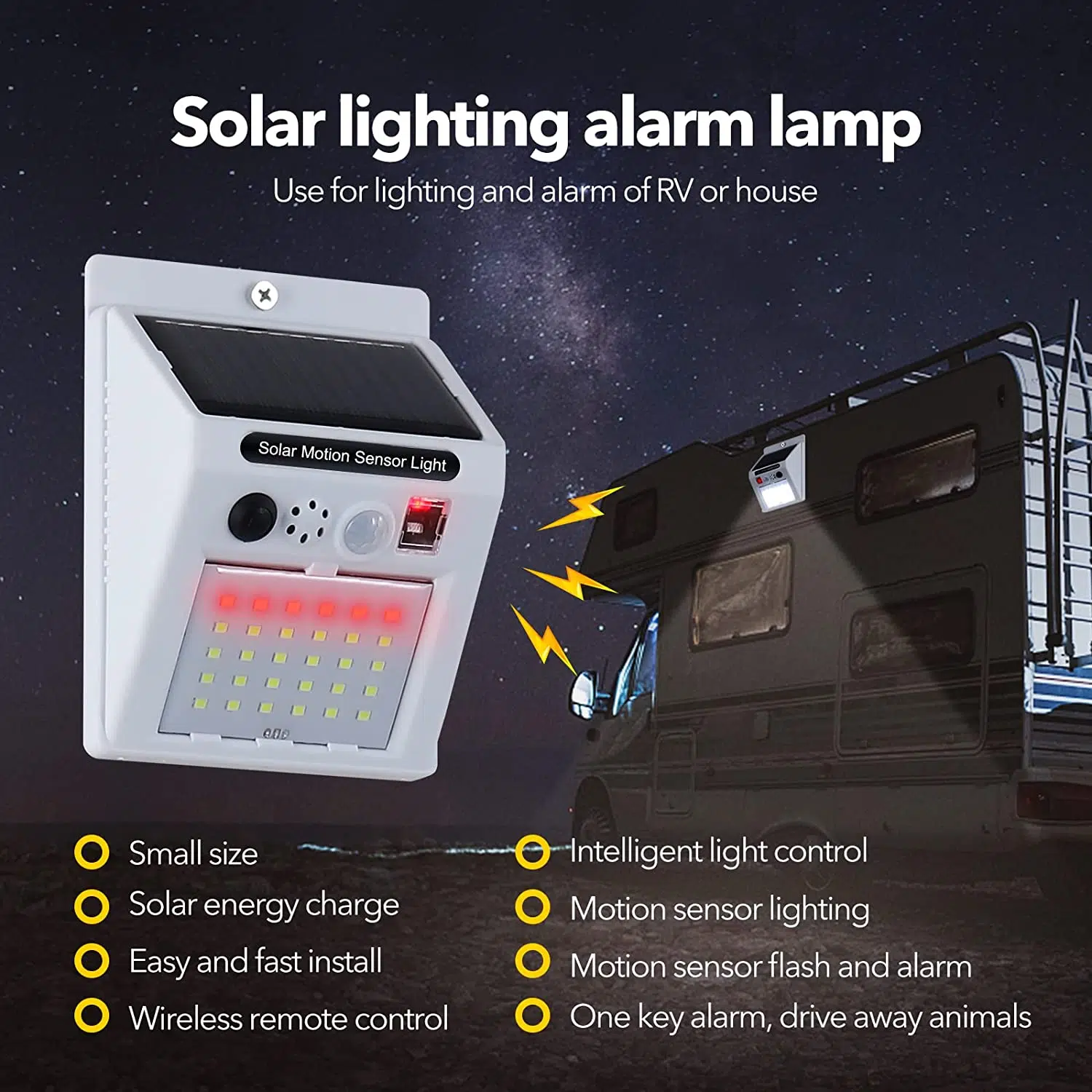Applique et alarme solaire sans fil