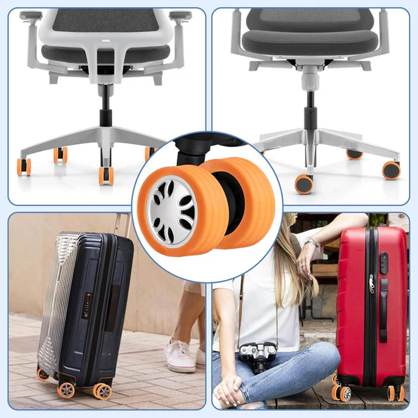 8 pièces Housse de roue en silicone, protecteur de roue de valise