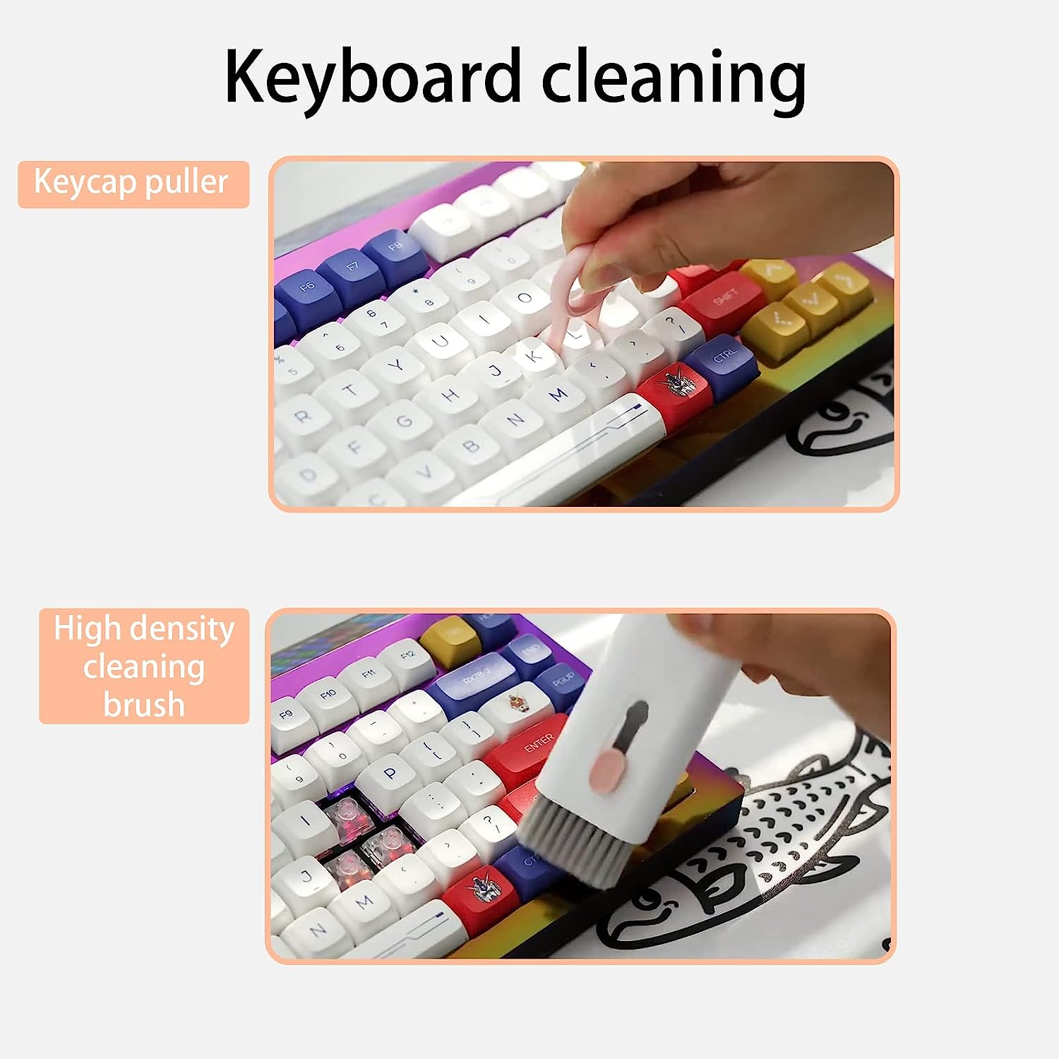 Brosse de nettoyage pour le nettoyage du clavier 7 en 1 Kit de nettoyage de clavier  Kit de nettoyage de clavier Kit de nettoyage d'ordinateur portable  Multifonction