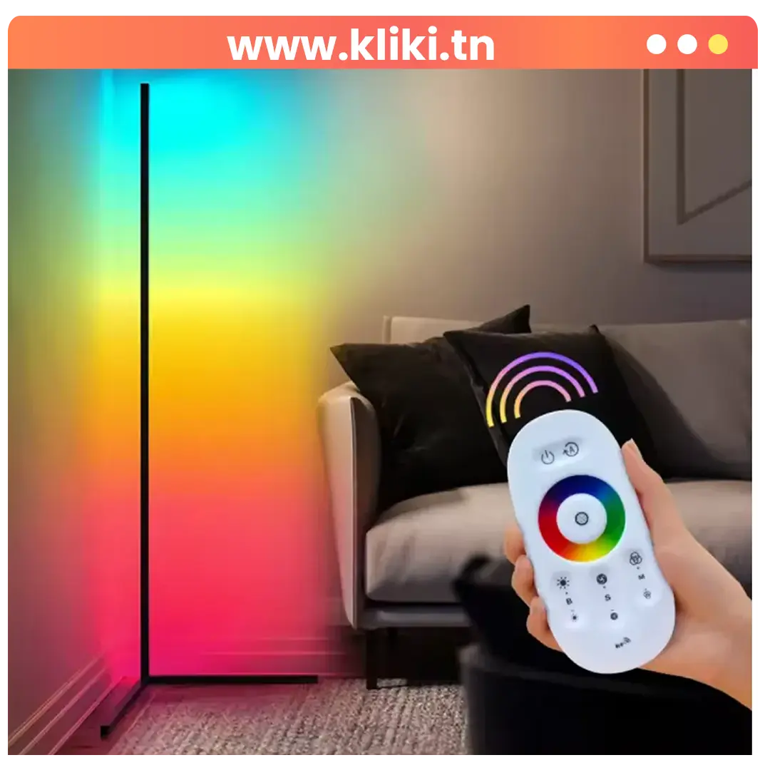 Lampe d'angle sur pied avec télécommande
