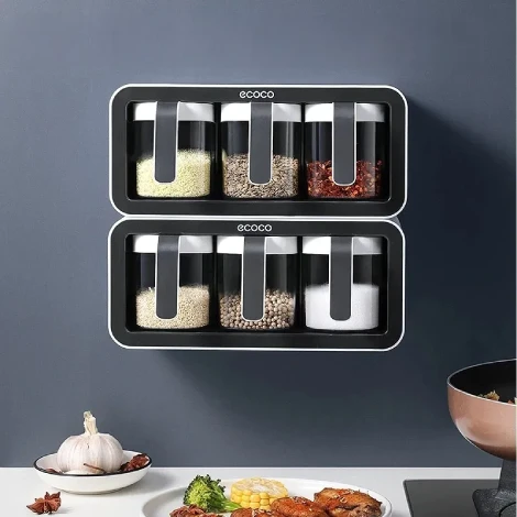 Étagère à épices murale avec cuillères ECOCO - Rangement d’articles de cuisine