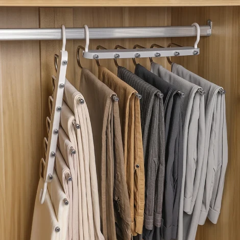 Cintre Multifonctionnel 6 en 1 pour Pantalons et Vêtements - Réglable et Pratique