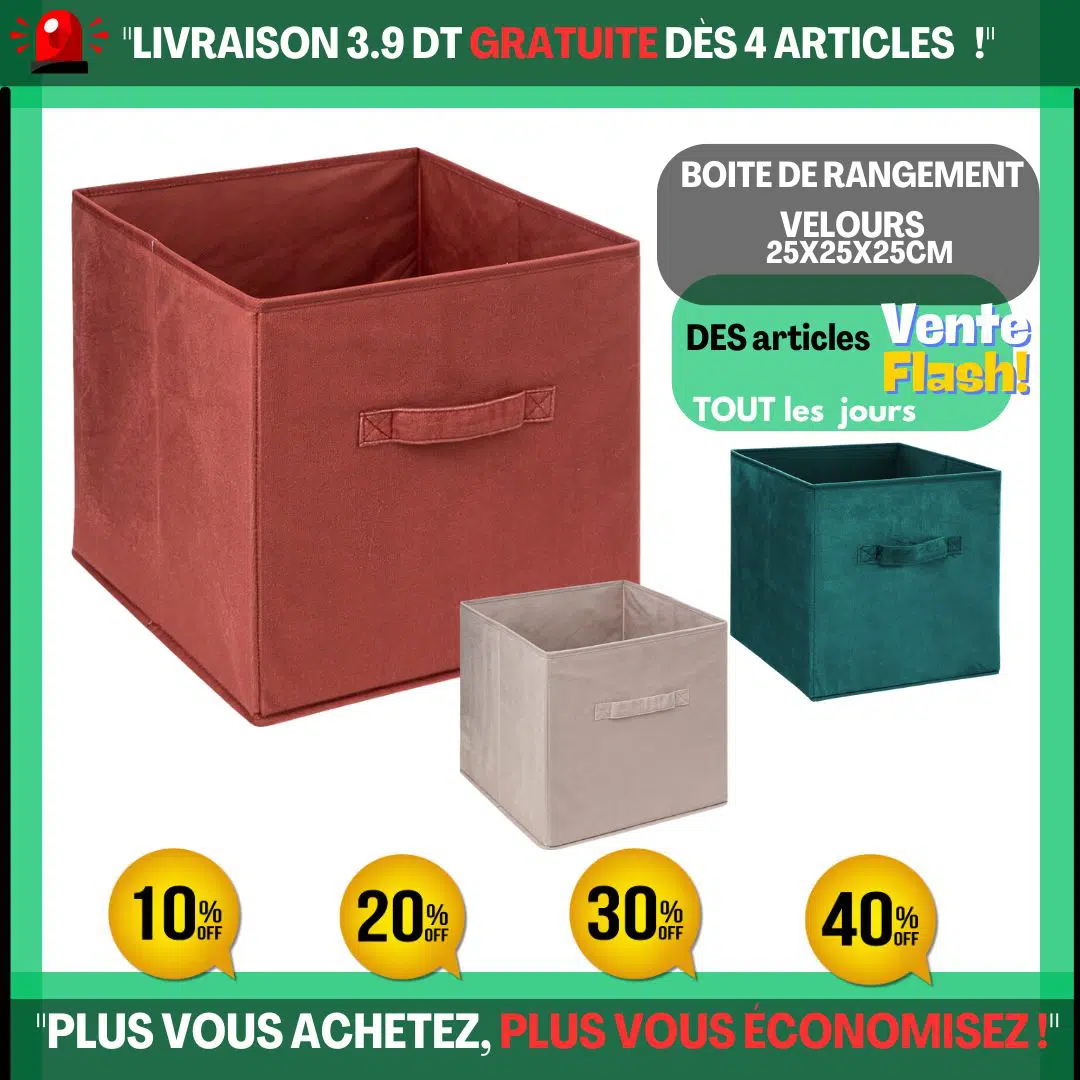 Boîte de Rangement VELOURS avec Poignée