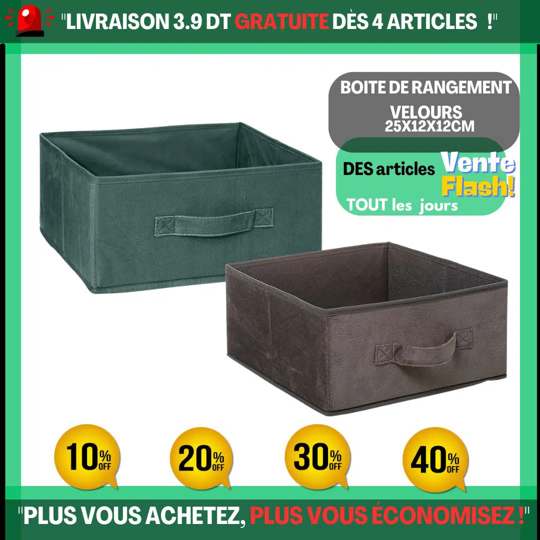 1/2 Boîte de Rangement VELOURS avec Poignée