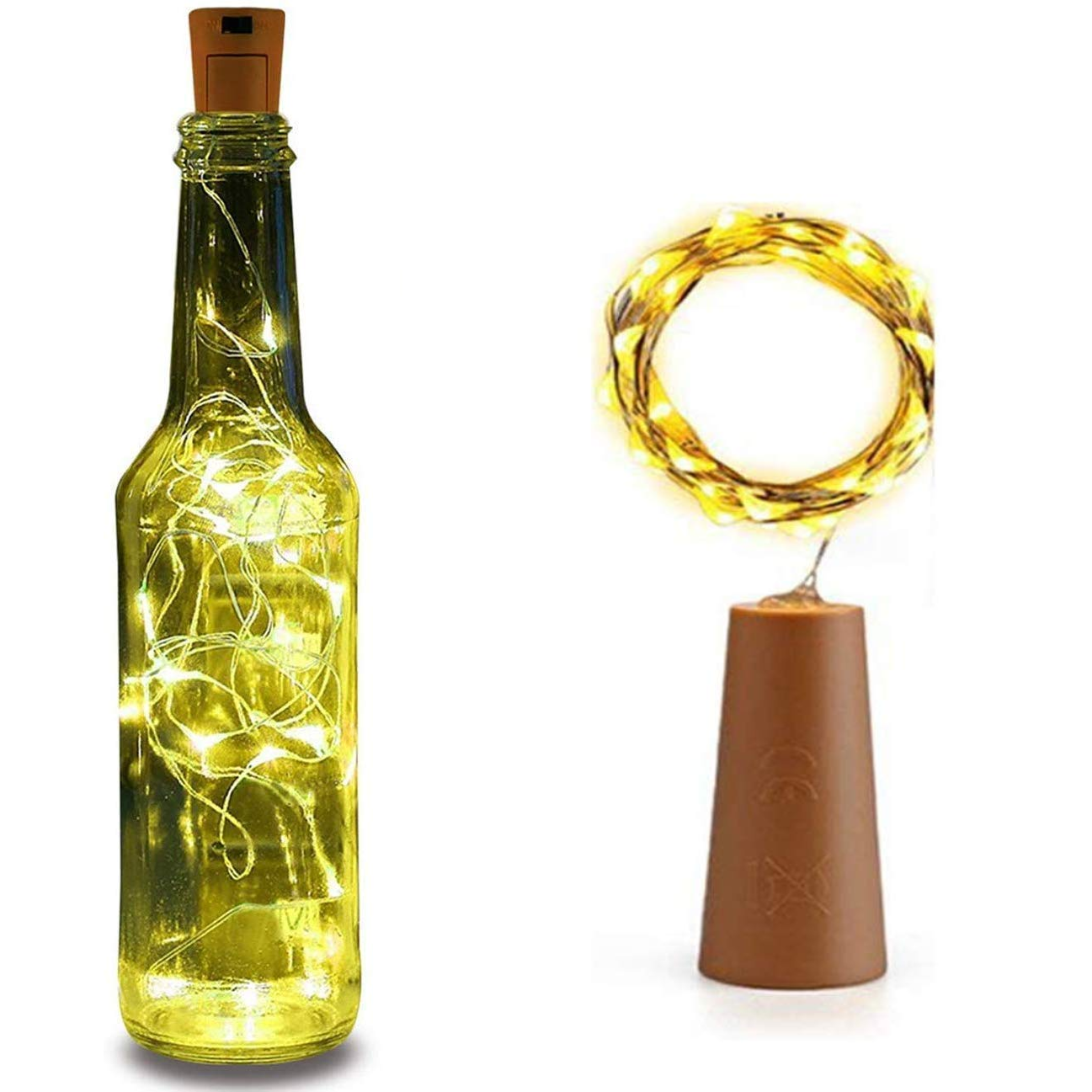 Mini Guirxiété Lumineuse pour Bouteille de Vin avec Bouchon en